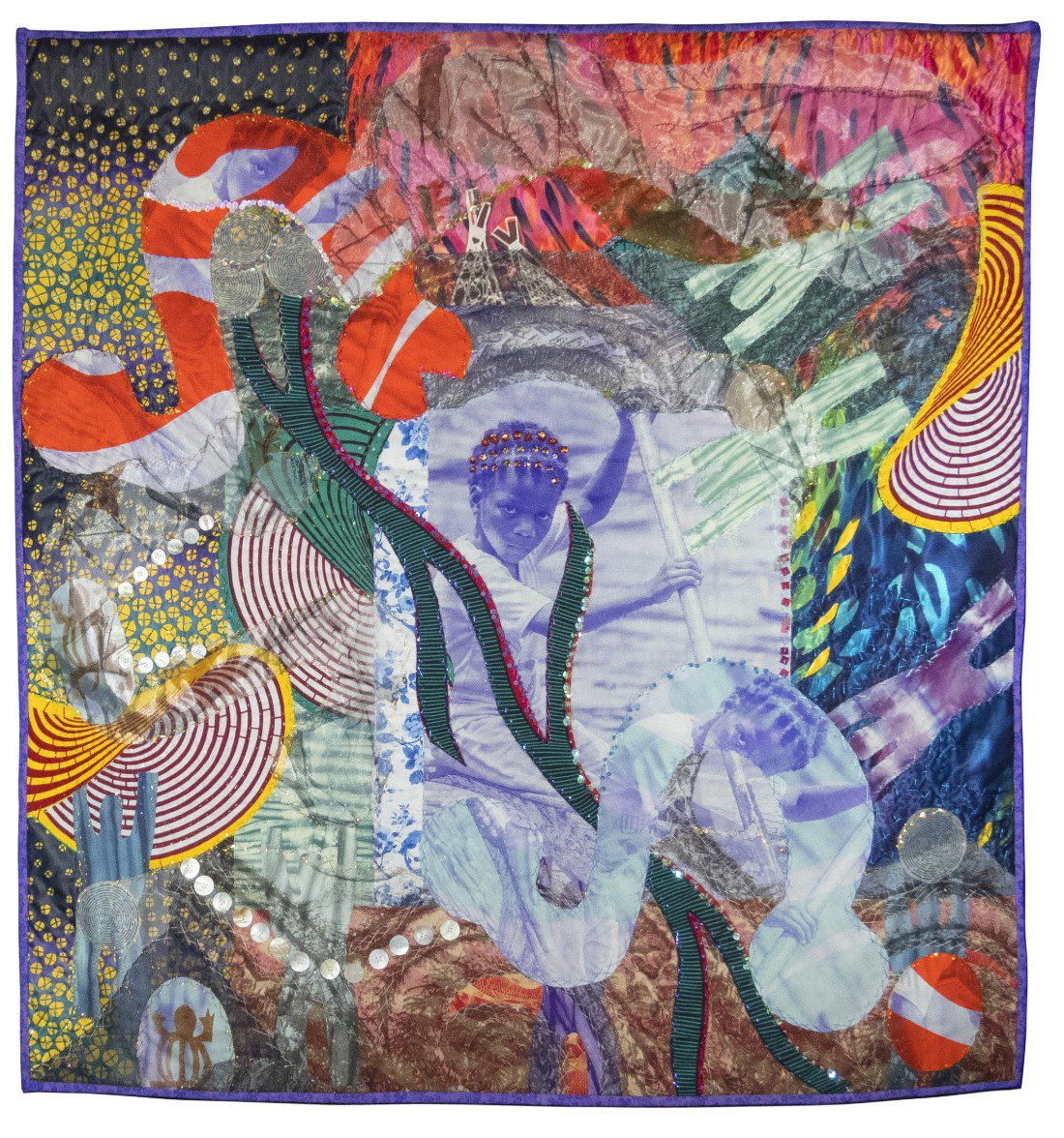 Tina Williams Brewer, Determined, 2021, Mixed media on silk, 39 x 38 inches | 99.1 x 96.5 cm