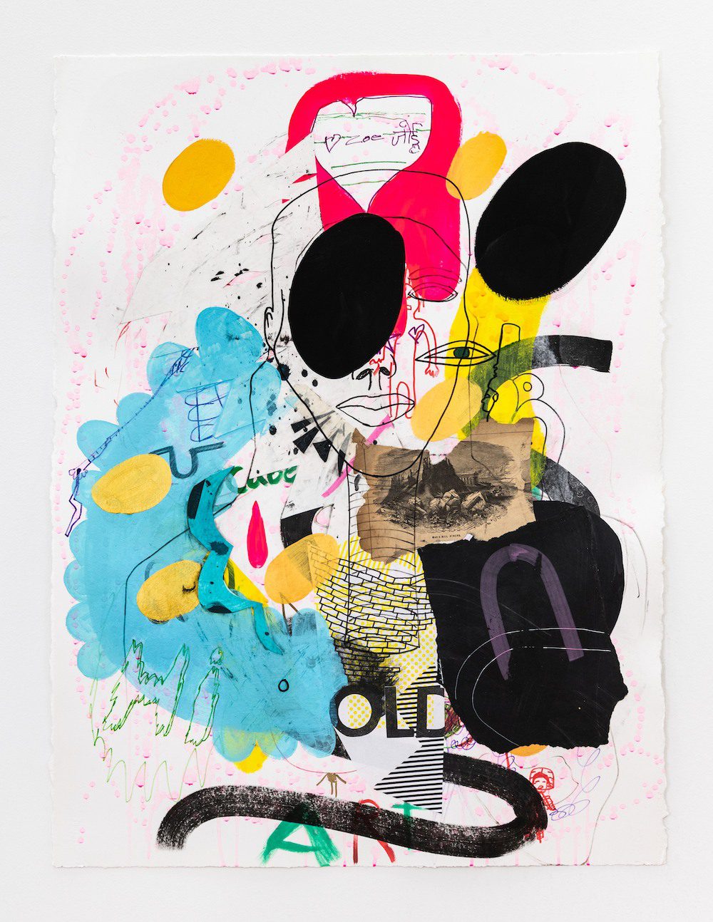 Jackie Milad, Old Business, 2021, Mixed media on paper collage and drawing 30 x 23 inches | 76.2 x 58.4 cm (unframed)